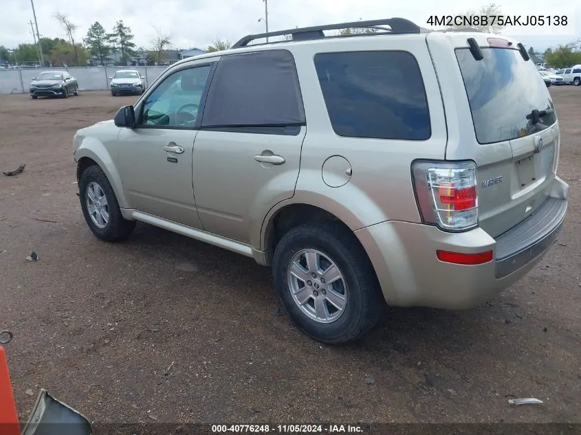 2010 Mercury Mariner VIN: 4M2CN8B75AKJ05138 Lot: 40776248