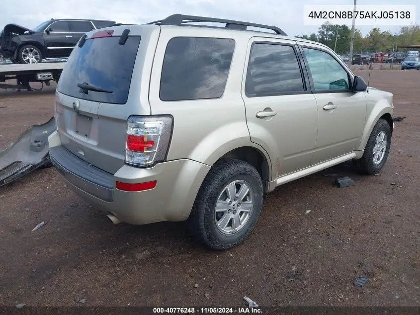 2010 Mercury Mariner VIN: 4M2CN8B75AKJ05138 Lot: 40776248