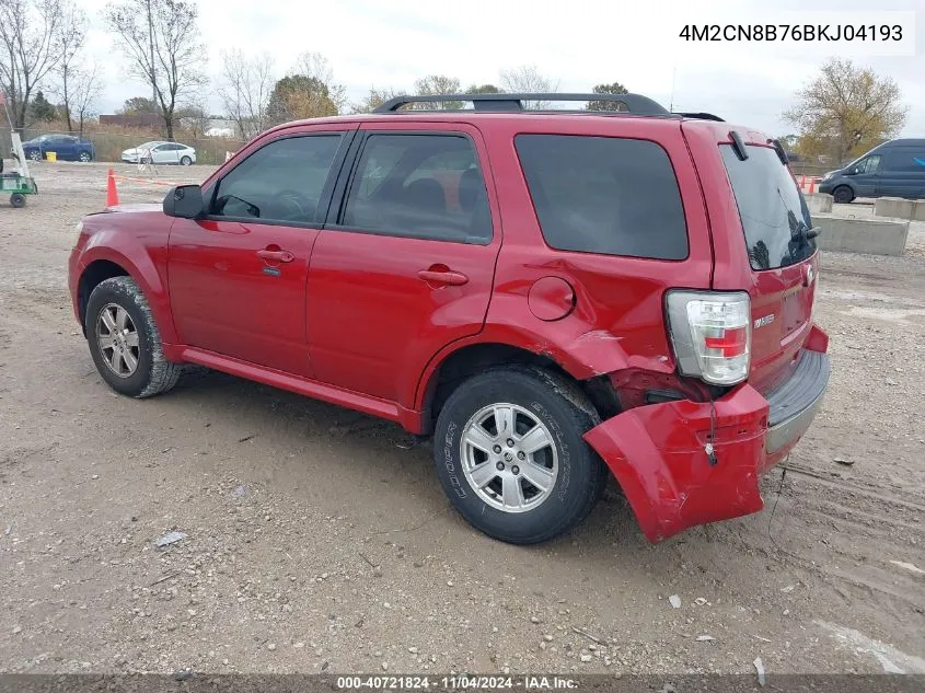 2011 Mercury Mariner VIN: 4M2CN8B76BKJ04193 Lot: 40721824