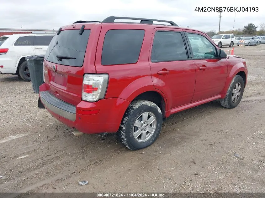 2011 Mercury Mariner VIN: 4M2CN8B76BKJ04193 Lot: 40721824