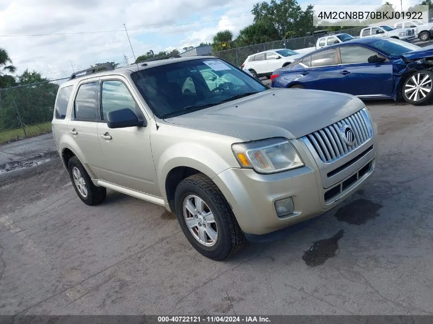 2011 Mercury Mariner VIN: 4M2CN8B70BKJ01922 Lot: 40722121