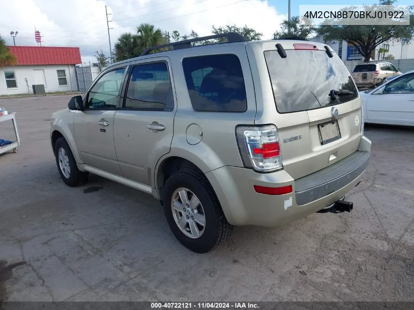 2011 Mercury Mariner VIN: 4M2CN8B70BKJ01922 Lot: 40722121