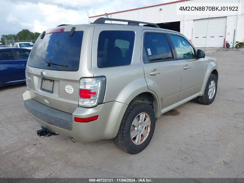 2011 Mercury Mariner VIN: 4M2CN8B70BKJ01922 Lot: 40722121