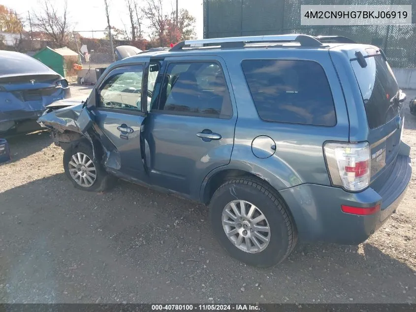 2011 Mercury Mariner Premier VIN: 4M2CN9HG7BKJ06919 Lot: 40780100