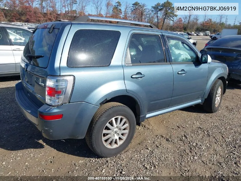 2011 Mercury Mariner Premier VIN: 4M2CN9HG7BKJ06919 Lot: 40780100