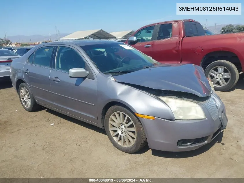 2006 Mercury Milan V6 Premier VIN: 3MEHM08126R614043 Lot: 40048919