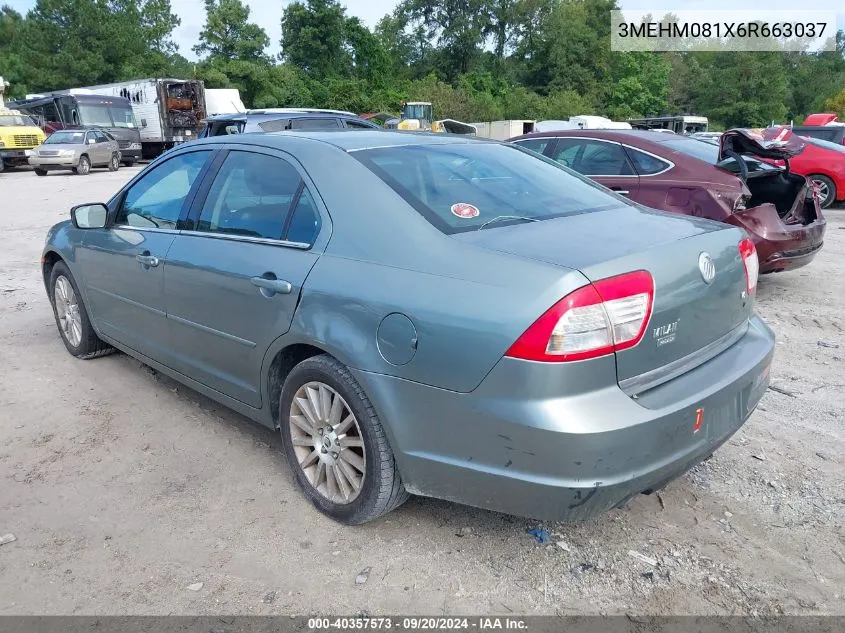 2006 Mercury Milan V6 Premier VIN: 3MEHM081X6R663037 Lot: 40357573