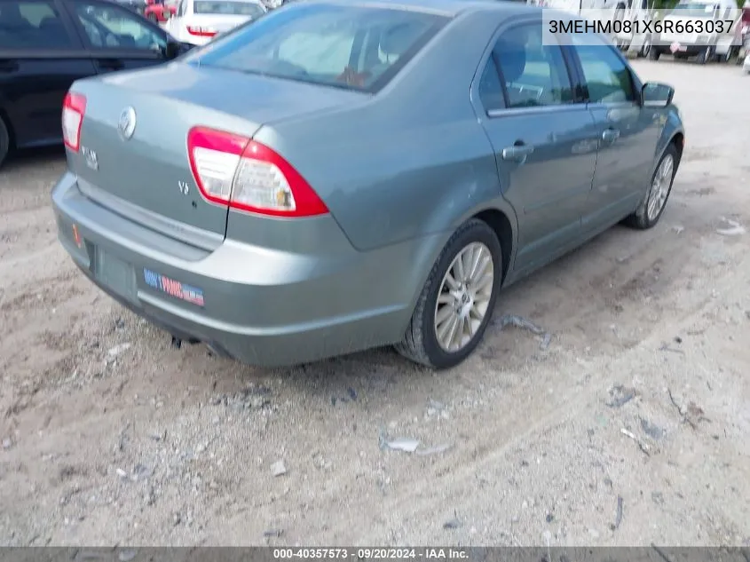 2006 Mercury Milan V6 Premier VIN: 3MEHM081X6R663037 Lot: 40357573