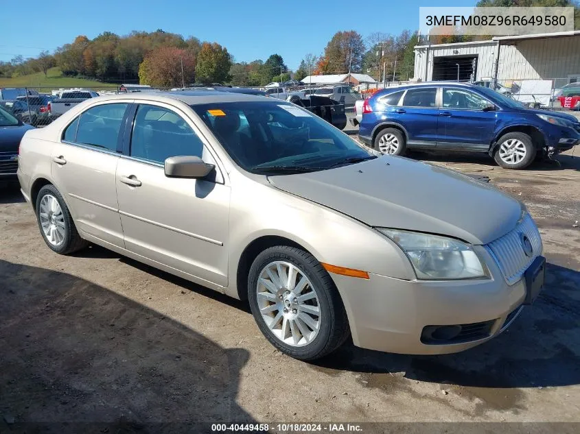 2006 Mercury Milan I4 Premier VIN: 3MEFM08Z96R649580 Lot: 40449458