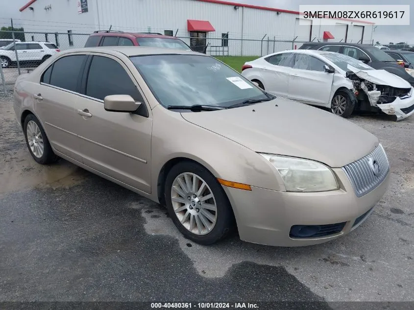 2006 Mercury Milan I4 Premier VIN: 3MEFM08ZX6R619617 Lot: 40480361