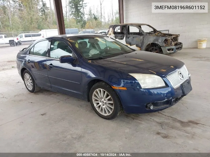 2006 Mercury Milan V6 Premier VIN: 3MEFM08196R601152 Lot: 40587434