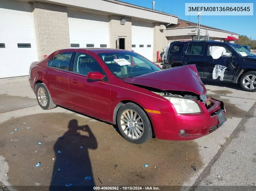 2006 Mercury Milan V6 Premier VIN: 3MEFM08136R640545 Lot: 40606562