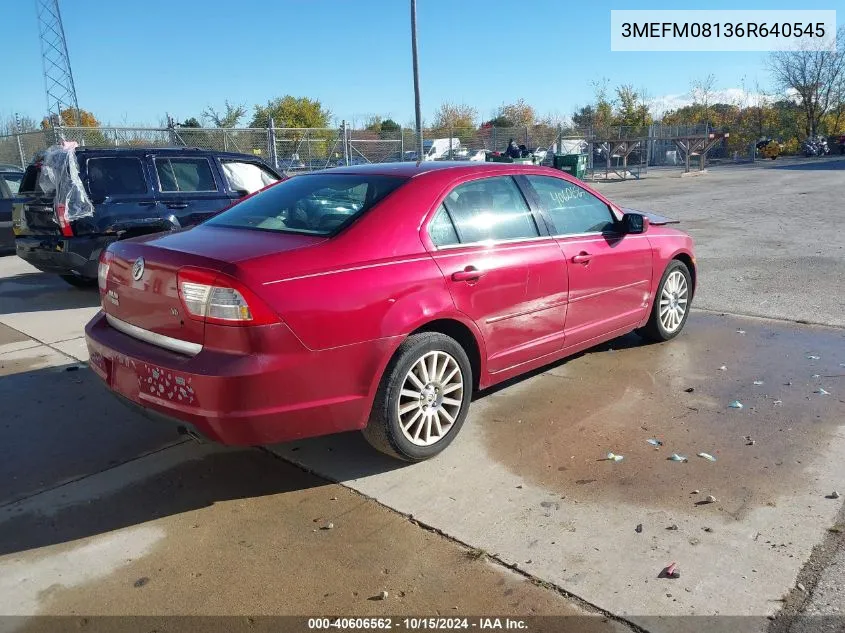 2006 Mercury Milan V6 Premier VIN: 3MEFM08136R640545 Lot: 40606562