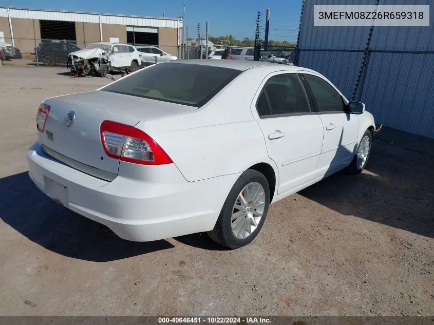 2006 Mercury Milan I4 Premier VIN: 3MEFM08Z26R659318 Lot: 40646451