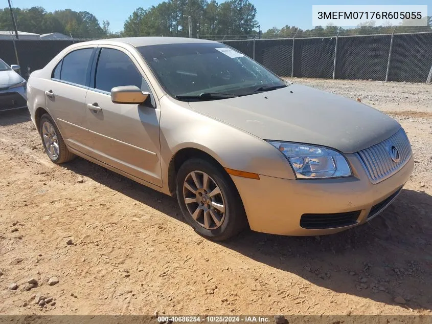 2006 Mercury Milan V6 VIN: 3MEFM07176R605055 Lot: 40686254