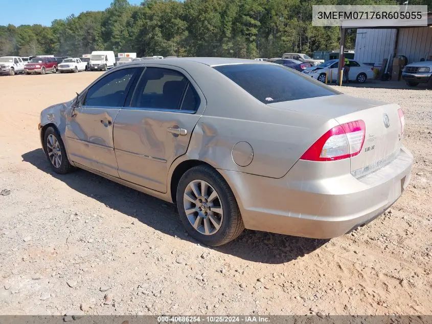 2006 Mercury Milan V6 VIN: 3MEFM07176R605055 Lot: 40686254