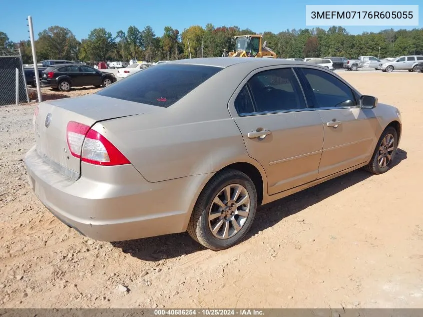 2006 Mercury Milan V6 VIN: 3MEFM07176R605055 Lot: 40686254