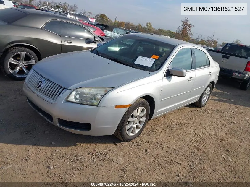 2006 Mercury Milan V6 VIN: 3MEFM07136R621527 Lot: 40702246