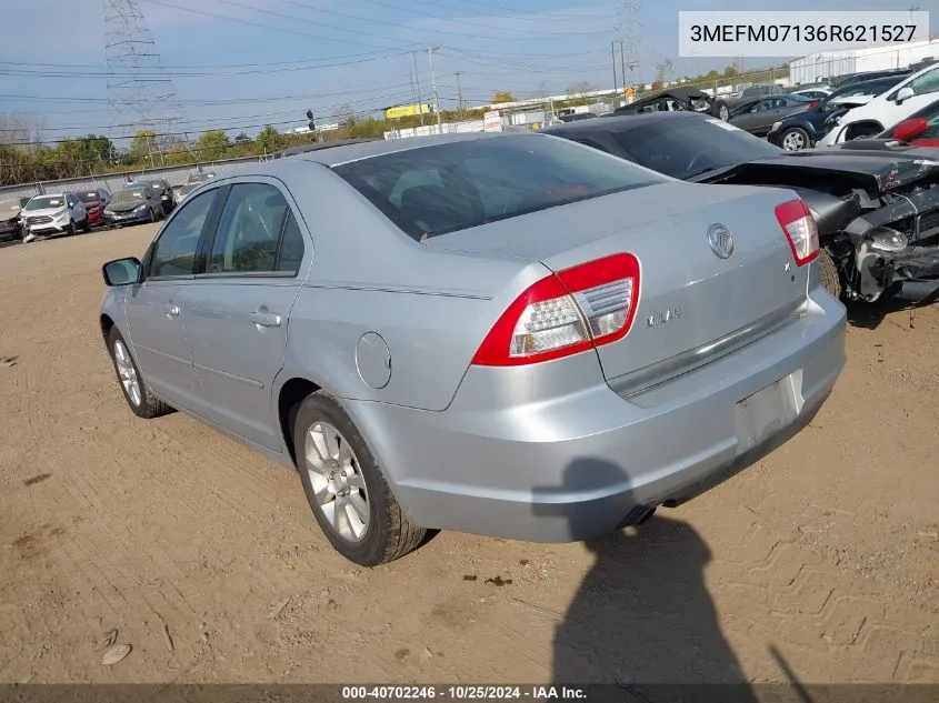 2006 Mercury Milan V6 VIN: 3MEFM07136R621527 Lot: 40702246