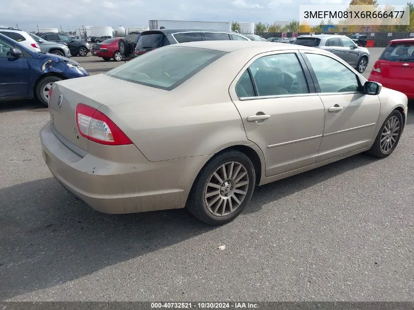 2006 Mercury Milan V6 Premier VIN: 3MEFM081X6R666477 Lot: 40732521