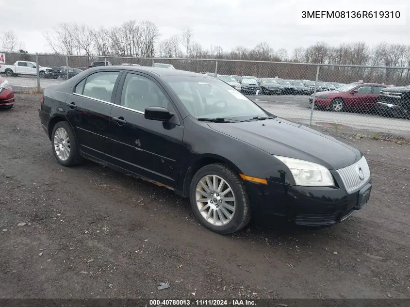 2006 Mercury Milan V6 Premier VIN: 3MEFM08136R619310 Lot: 40780013