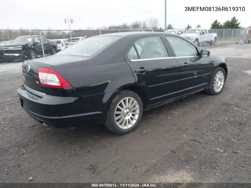 2006 Mercury Milan V6 Premier VIN: 3MEFM08136R619310 Lot: 40780013