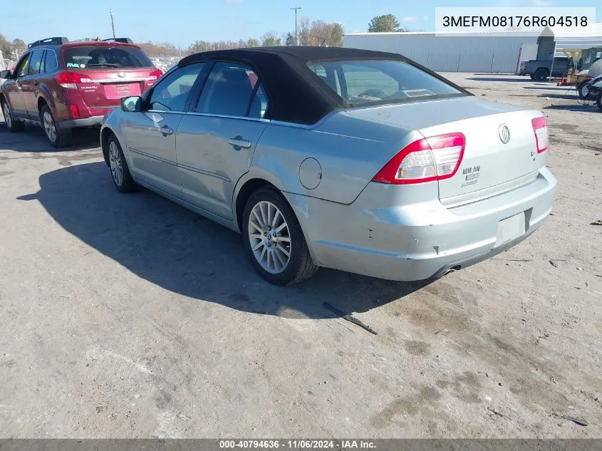 2006 Mercury Milan V6 Premier VIN: 3MEFM08176R604518 Lot: 40794636