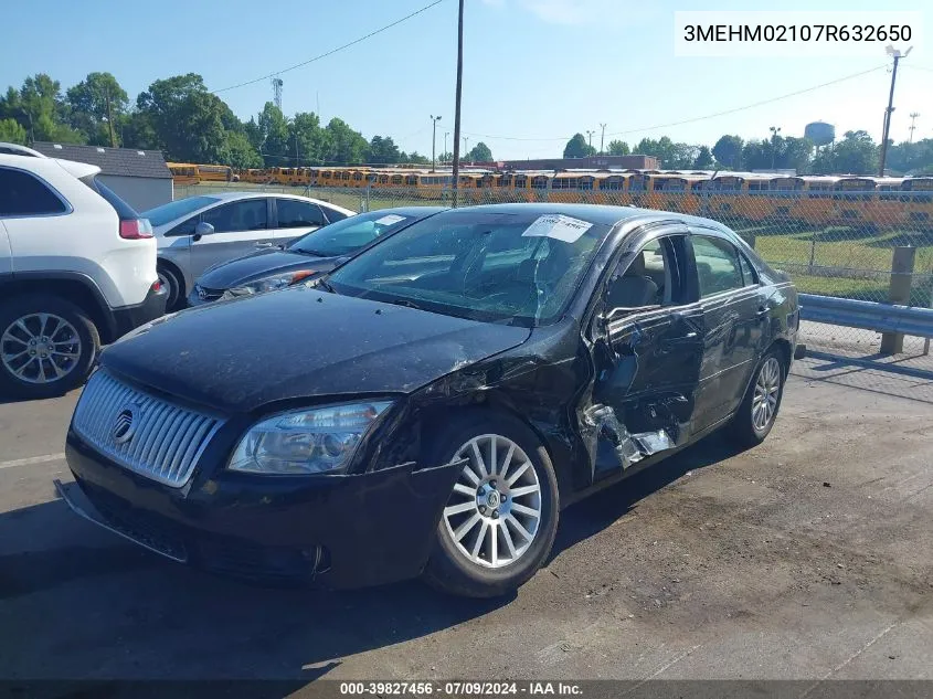 2007 Mercury Milan V6 Premier VIN: 3MEHM02107R632650 Lot: 39827456