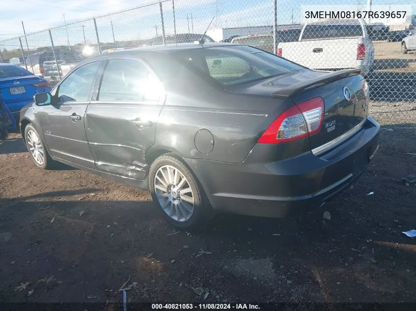 2007 Mercury Milan V6 Premier VIN: 3MEHM08167R639657 Lot: 40821053