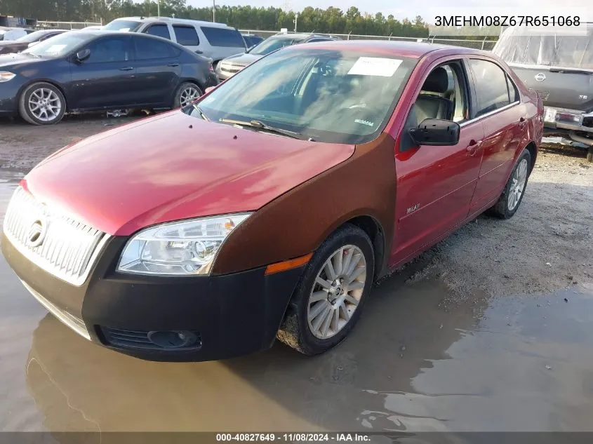 2007 Mercury Milan I4 Premier VIN: 3MEHM08Z67R651068 Lot: 40827649