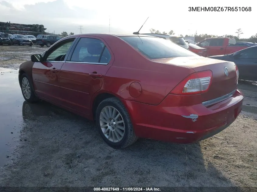 2007 Mercury Milan I4 Premier VIN: 3MEHM08Z67R651068 Lot: 40827649