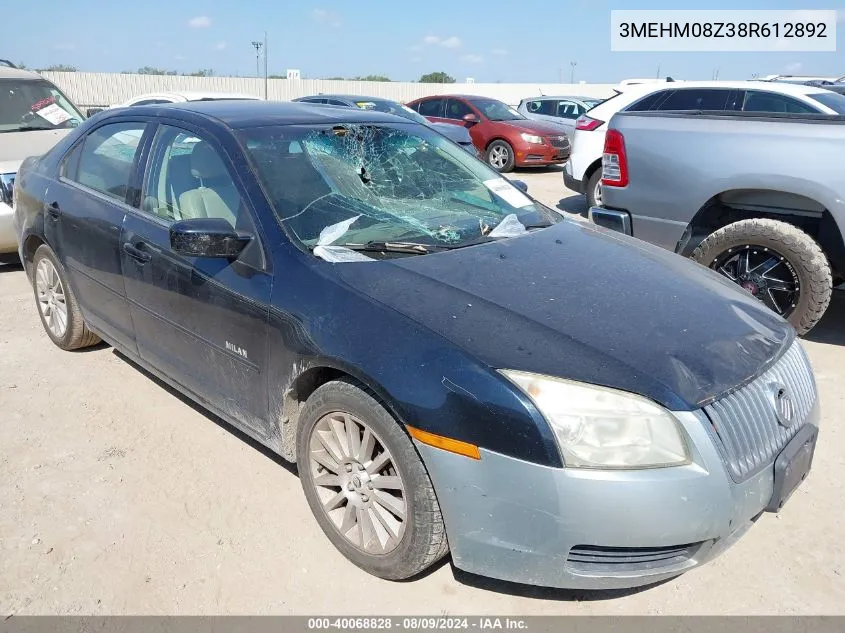 2008 Mercury Milan I4 Premier VIN: 3MEHM08Z38R612892 Lot: 40068828