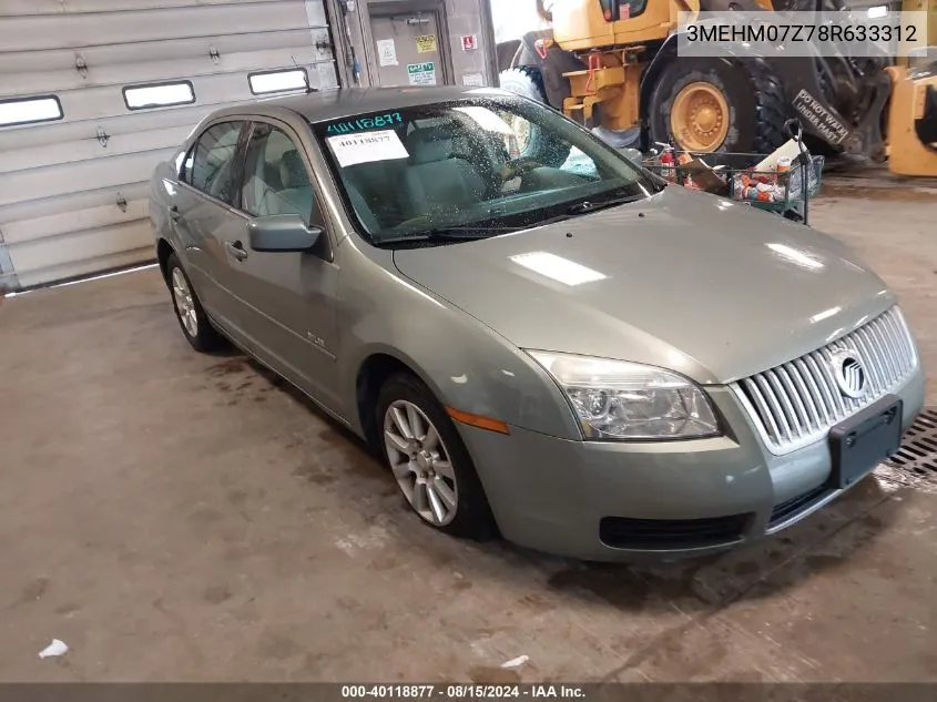 2008 Mercury Milan I4 VIN: 3MEHM07Z78R633312 Lot: 40118877