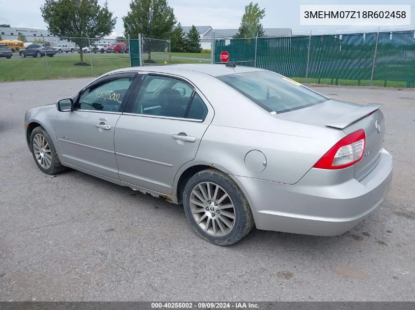 2008 Mercury Milan VIN: 3MEHM07Z18R602458 Lot: 40255002