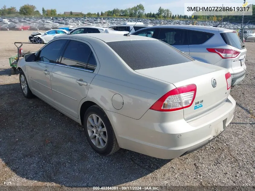 2008 Mercury Milan I4 VIN: 3MEHM07Z28R619317 Lot: 40354381