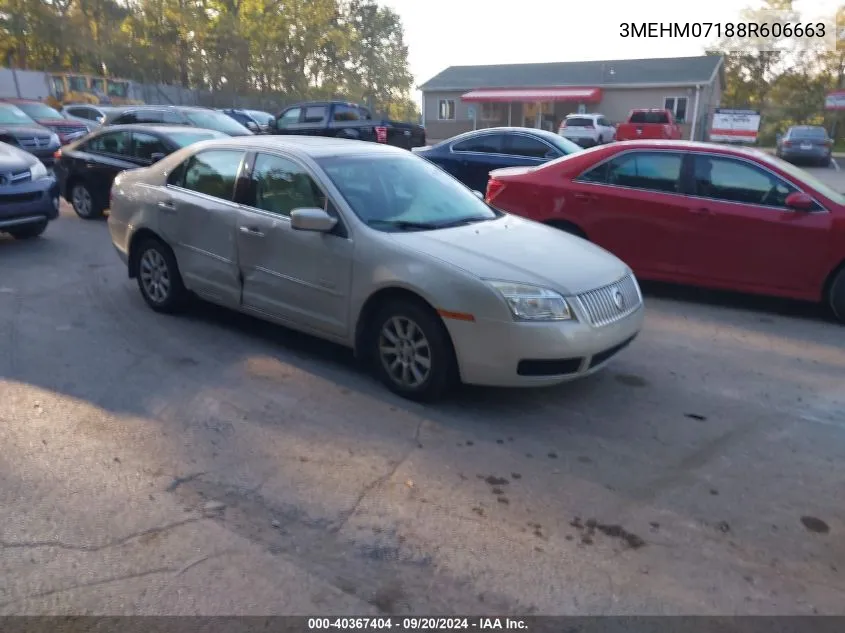 2008 Mercury Milan V6 VIN: 3MEHM07188R606663 Lot: 40367404