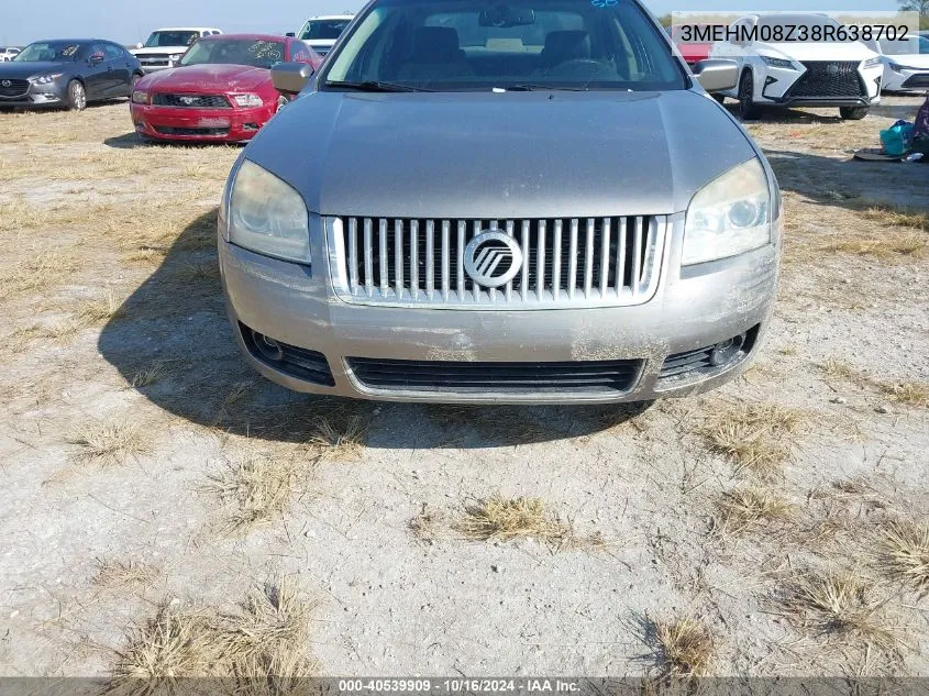 2008 Mercury Milan I4 Premier VIN: 3MEHM08Z38R638702 Lot: 40539909