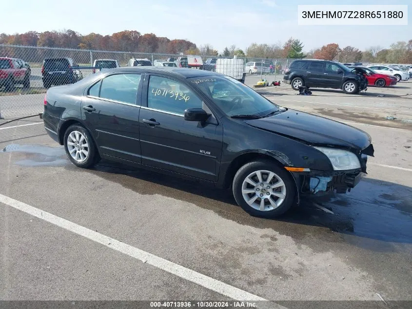 2008 Mercury Milan I4 VIN: 3MEHM07Z28R651880 Lot: 40713936