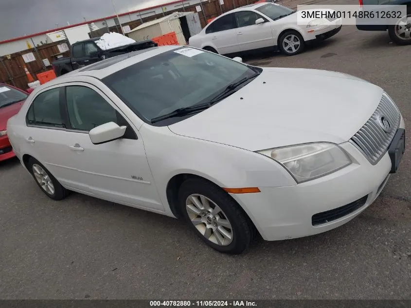 2008 Mercury Milan V6 VIN: 3MEHM01148R612632 Lot: 40782880