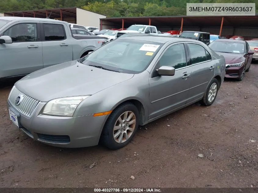 2009 Mercury Milan I4 VIN: 3MEHM07Z49R603637 Lot: 40327786