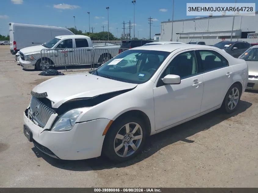 2010 Mercury Milan Premier VIN: 3MEHM0JGXAR664728 Lot: 39599816