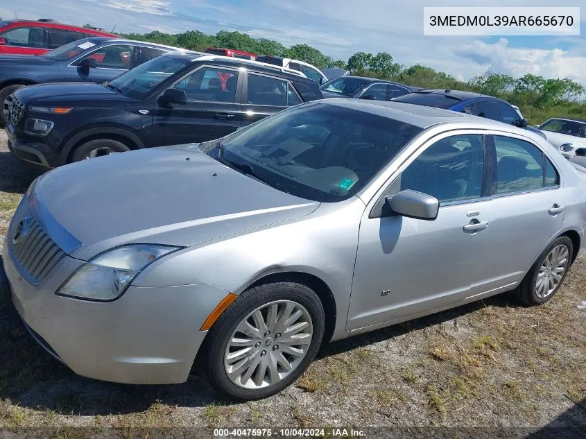 2010 Mercury Milan Hybrid VIN: 3MEDM0L39AR665670 Lot: 40475975