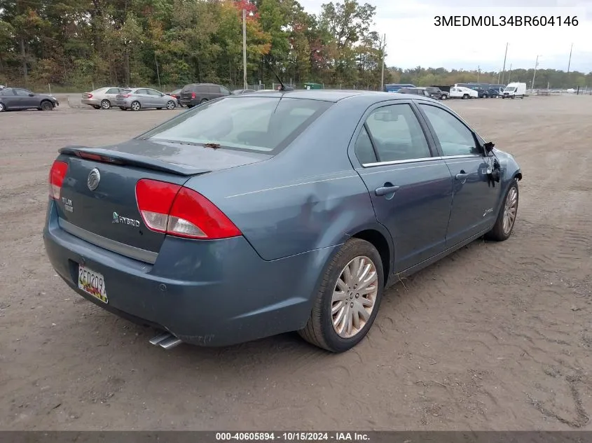 2011 Mercury Milan Hybrid VIN: 3MEDM0L34BR604146 Lot: 40605894