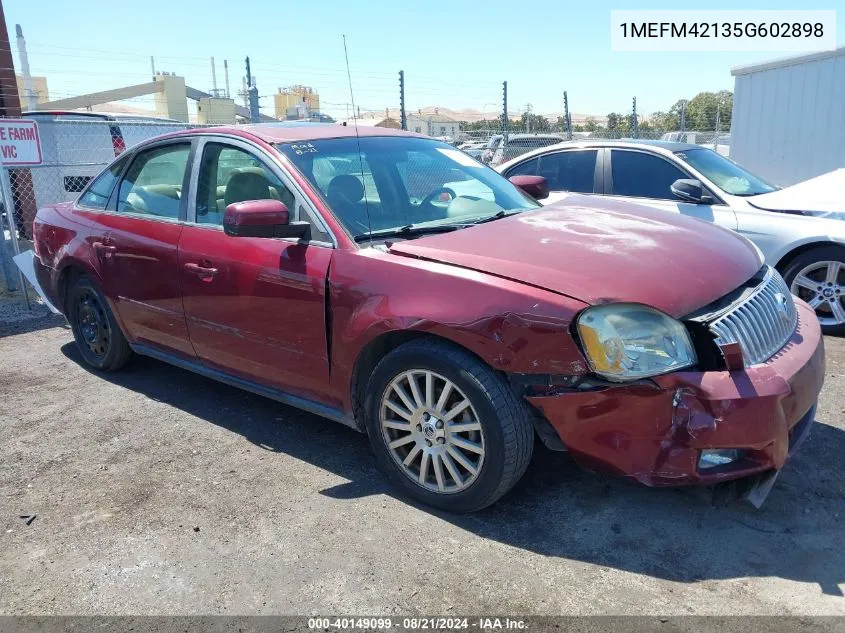 2005 Mercury Montego Premier VIN: 1MEFM42135G602898 Lot: 40149099