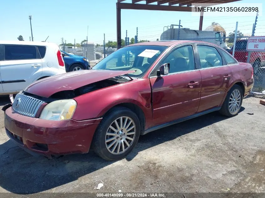 2005 Mercury Montego Premier VIN: 1MEFM42135G602898 Lot: 40149099