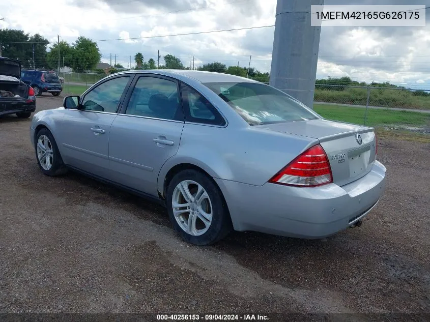 2005 Mercury Montego Premier VIN: 1MEFM42165G626175 Lot: 40256153