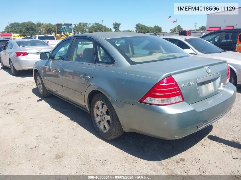 2005 Mercury Montego Luxury VIN: 1MEFM40185G611129 Lot: 40300514