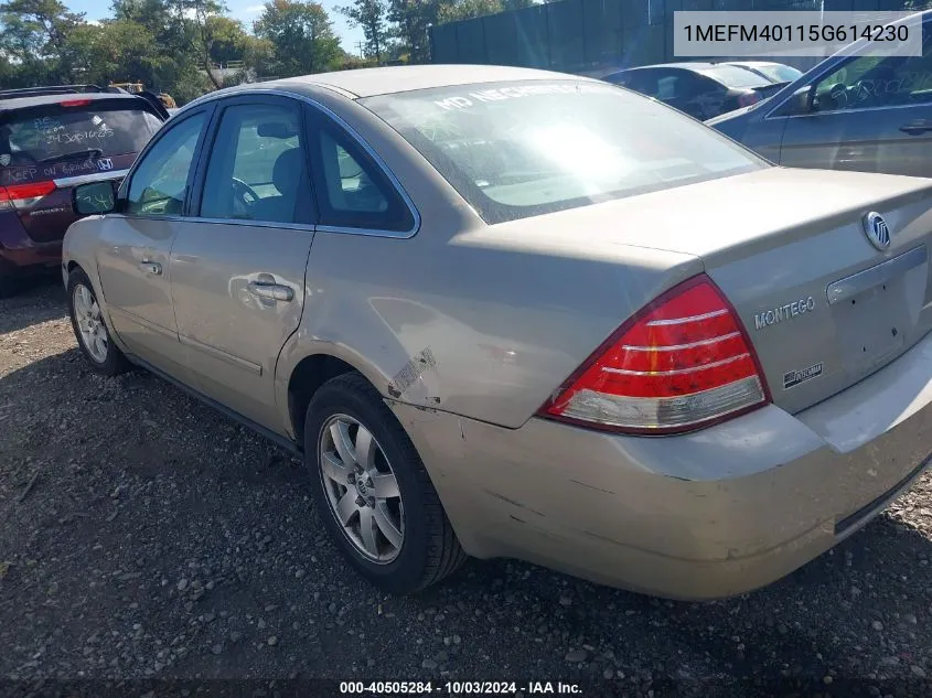 2005 Mercury Montego Luxury VIN: 1MEFM40115G614230 Lot: 40505284