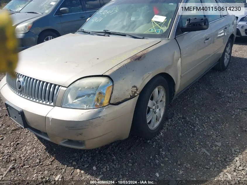 2005 Mercury Montego Luxury VIN: 1MEFM40115G614230 Lot: 40505284