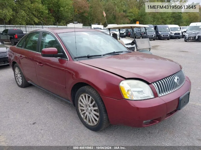 2005 Mercury Montego Premier VIN: 1MEFM43195G613645 Lot: 40510983